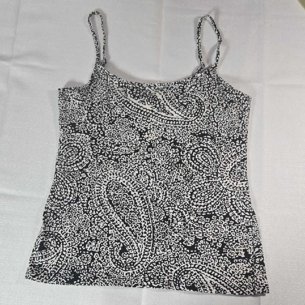 LOFT Black and White Paisley Camisole Tank Top Womens Small